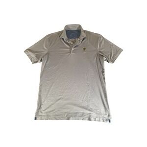 Johnnie-O Shirt Adult Medium White Dot All Over Print Golf Polo Stretch Mens